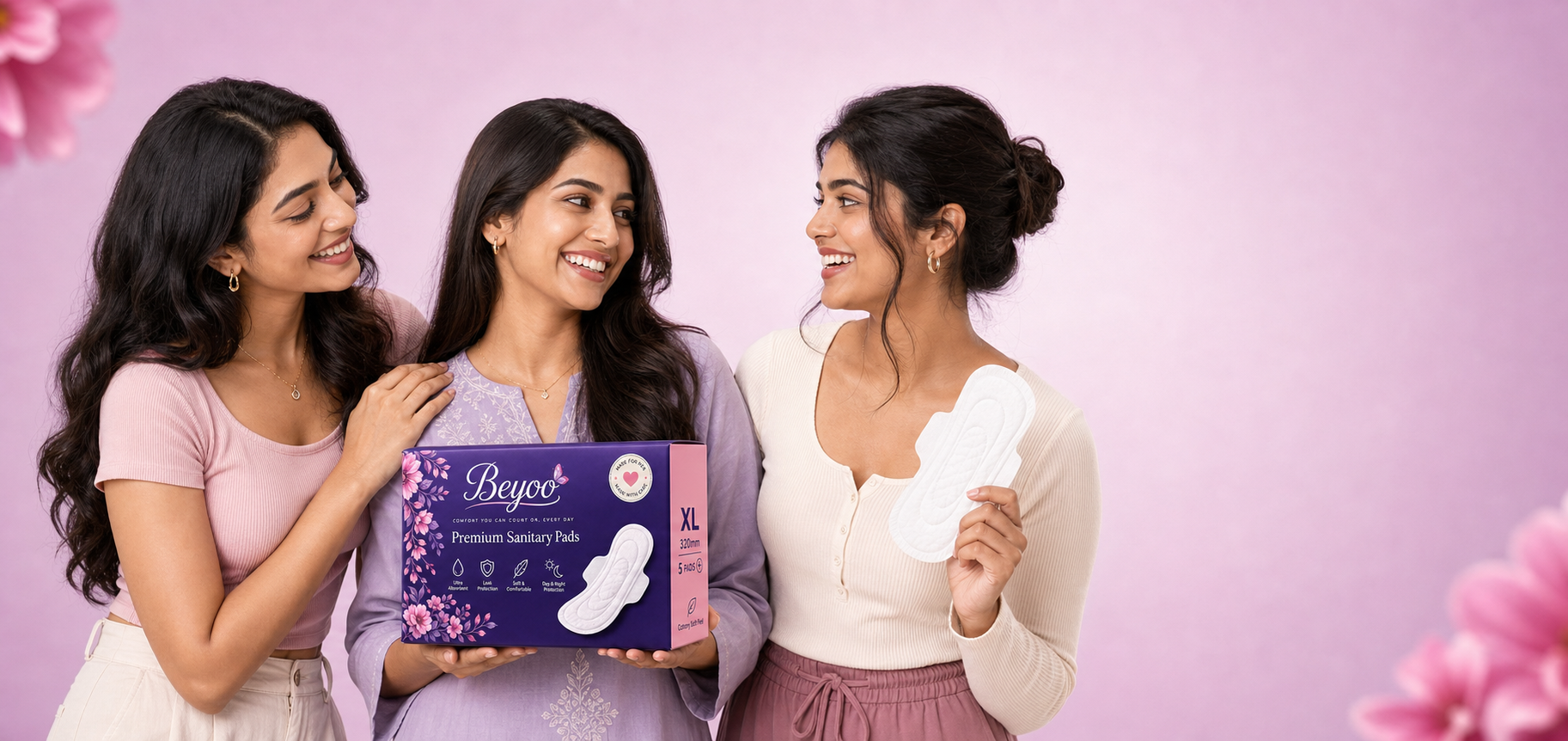 BeYoo women trust group with sanitary pad pack