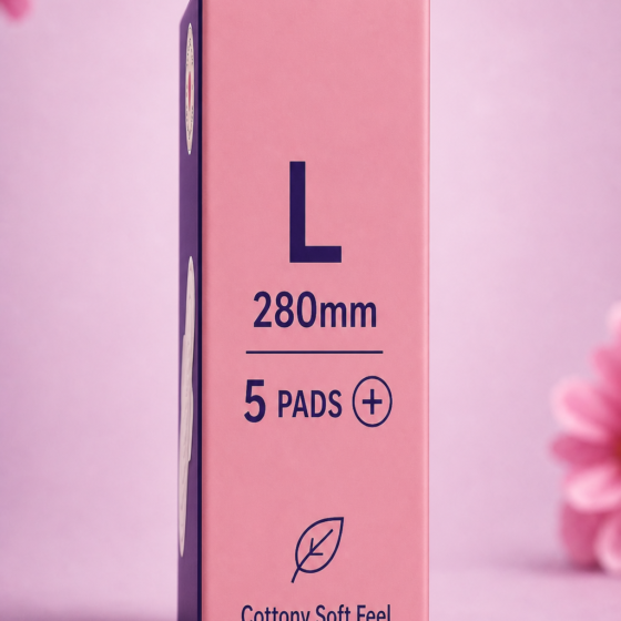 BeYoo Premium Sanitary Pads L - 5 Pads Pack side panel