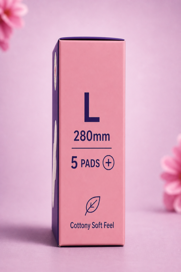 BeYoo Premium Sanitary Pads L - 5 Pads Pack side panel