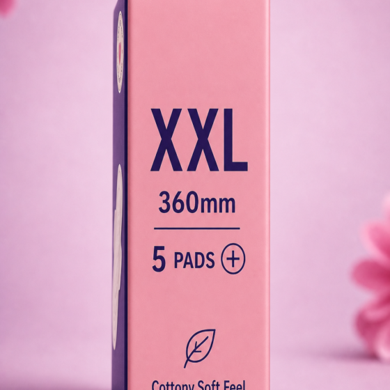 BeYoo Premium Sanitary Pads XXL - 5 Pads Pack side panel