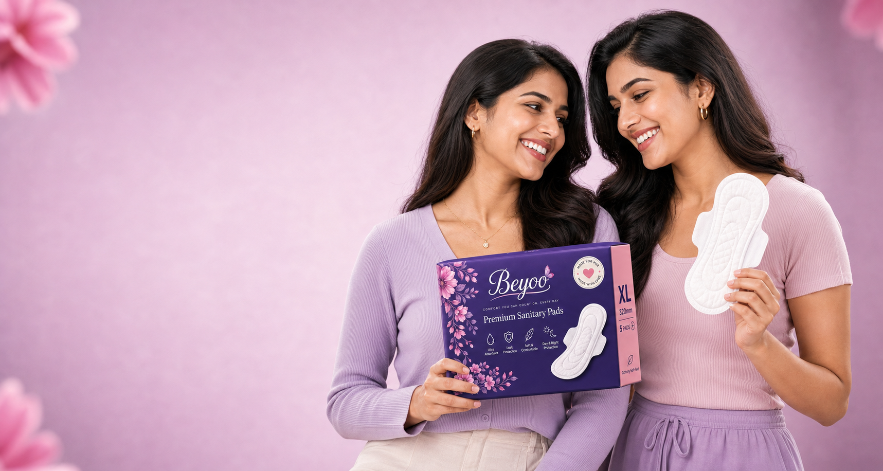 Why BeYoo smiling women with sanitary pad pack